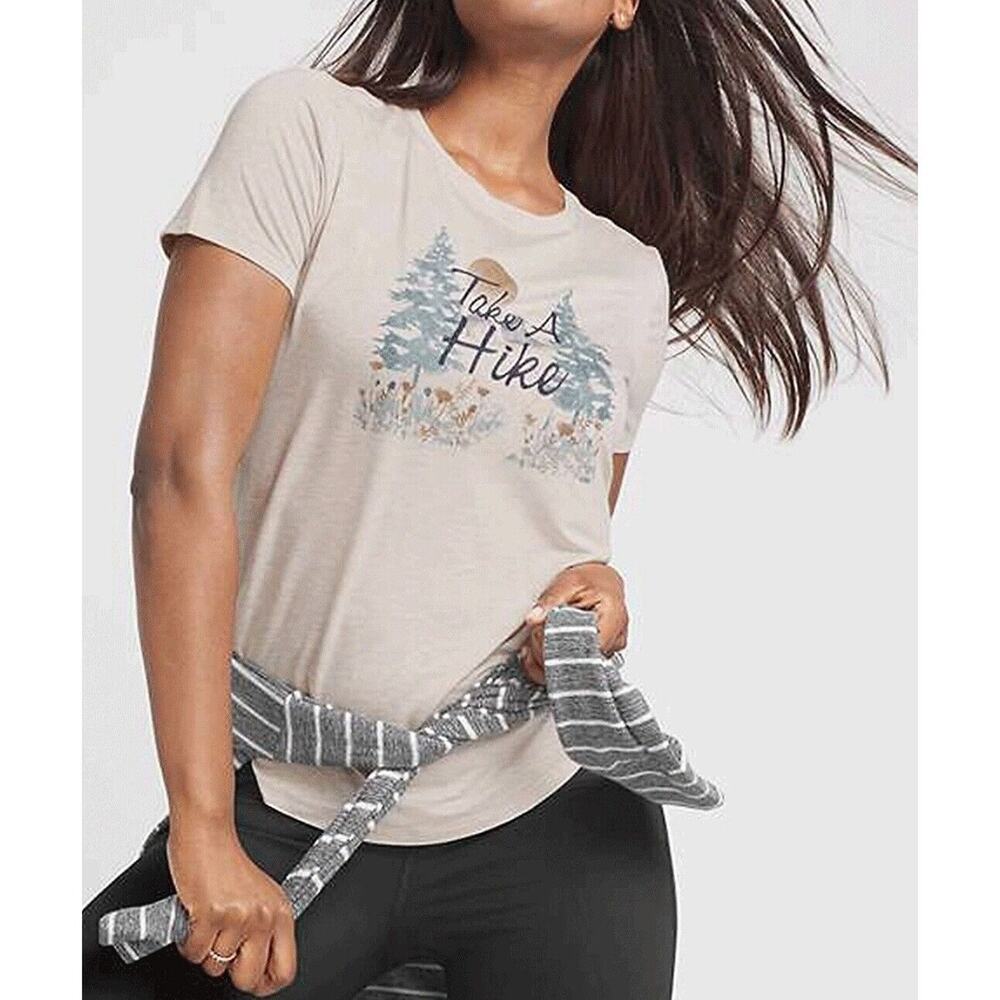 Maurices Womens Size Medium Multicolor Beige Short Sleeve "Take A Hike" Tee